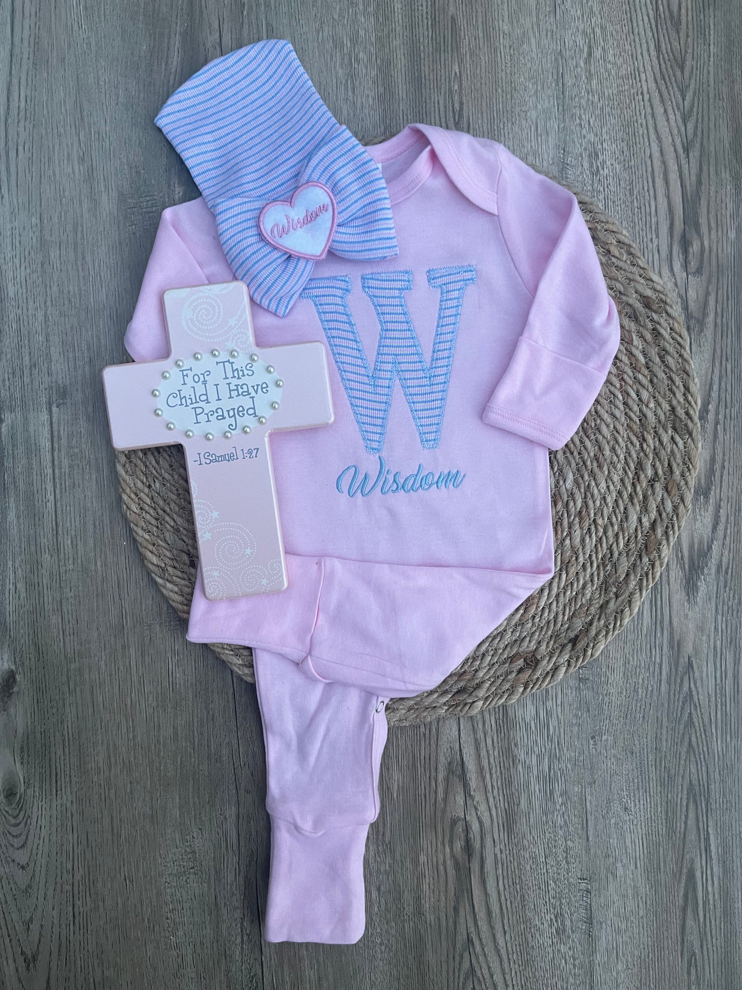 Keepsake Baby Romper Hospital Inspired Initial and Name