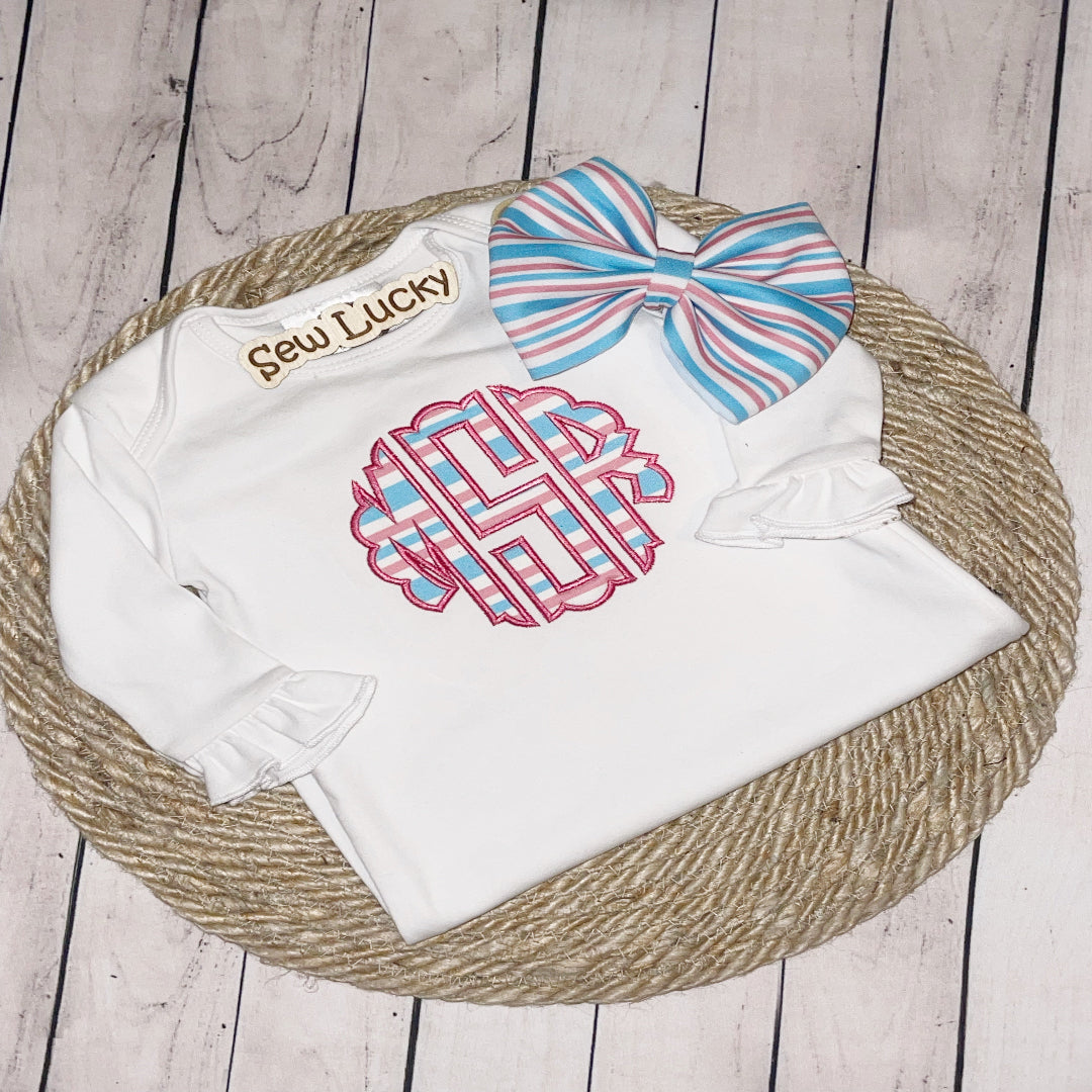 Personalized Scalloped Monogram Baby Romper