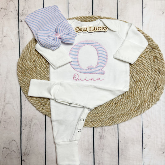 Keepsake Baby Romper Hospital Inspired Initial and Name