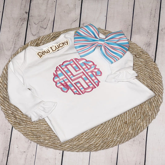 Personalized Scalloped Monogram Baby Romper